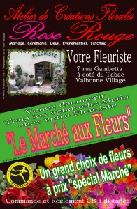 Marché aux fleurs - Valbonne Village Gambetta - Atelier de Créations Florales rose Rouge Fleuriste